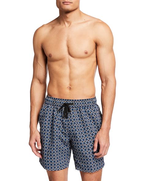 Onia Mens Charles 7 Geo Tiles Swim Trunks Neiman Marcus