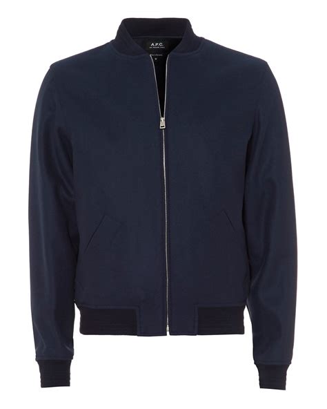 A.P.C Mens Gaston Jacket, Navy Blue Bomber Jacket