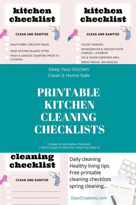 Kitchen Cleaning Checklist Blank Cleaning Checklist Dear Creatives