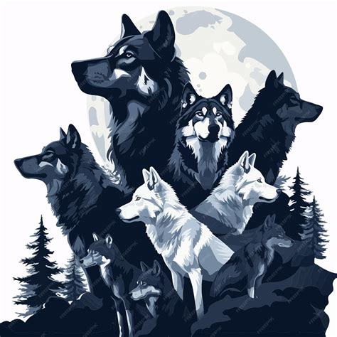 Premium Vector | Pack of wolf 2