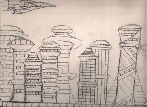 Space City Drawing by Elvis Navarro