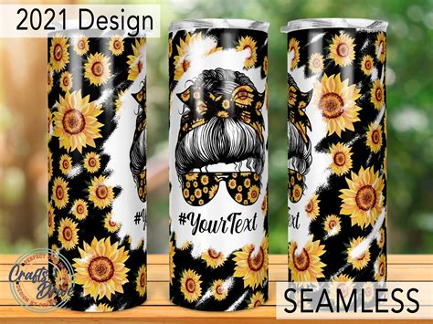 Sunflowers Mom Tumbler Mom Messy Bun Life 20oz Skinny Etsy