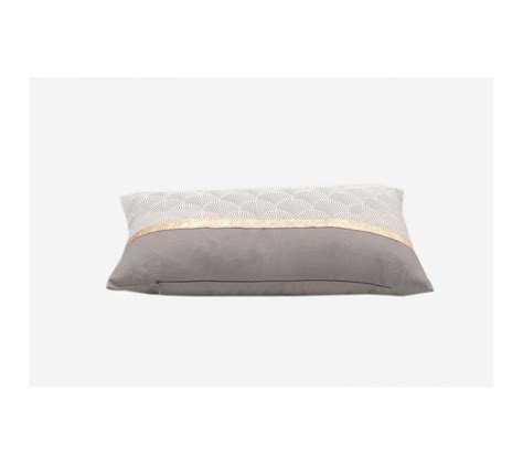 Housse De Coussin 30 X 50 Cm Imprimé Motifs Coquilles Taupe Et Bande