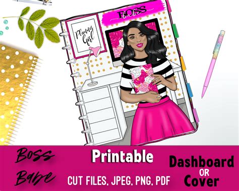 Boss Babe Planner Cover Printable Dashboard For Use With EC HP B6 Insert TN Dashboard Cover