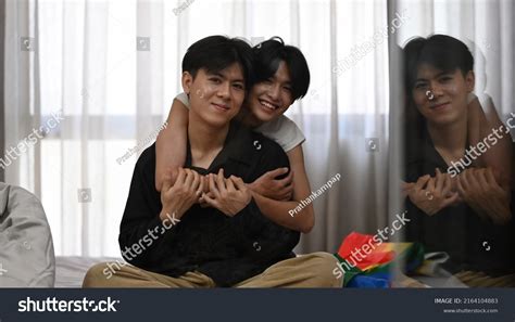 Happy Same Sex Male Couple Hugging Stock Photo 2164104883 Shutterstock