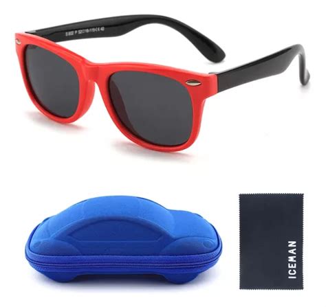 Gafas De Sol Infantiles Flexibles Iceman Uv Con Funda Roja Y