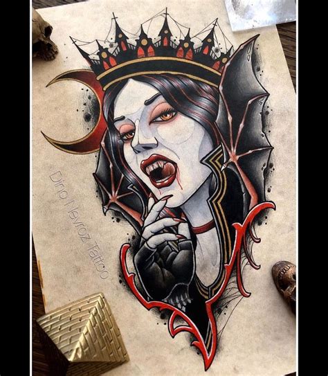 Tatuagem de vampiro com maquiagem impressionante