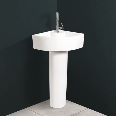 Kemjo Ceramic White Pedestal Wash Basin X X Inch