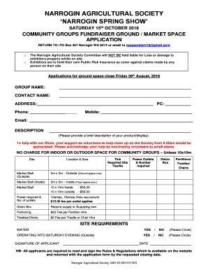 Fillable Online Ground Space Application Forms Narrogin Agricultural