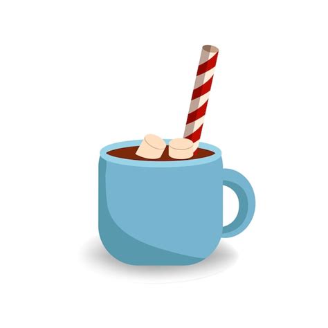 Premium Vector Hot Chocolate Cup With Marshmallows On A White Isolated Background