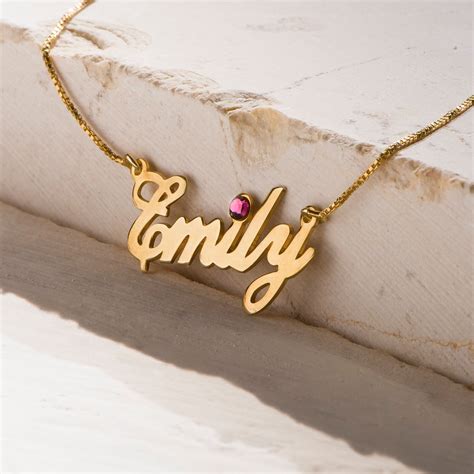 Custom Made Birthstone Name Necklace Gold Sterling Silver Etsy