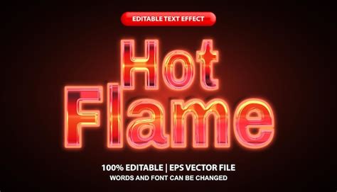 Plantilla de efecto de texto editable hot flame estilo de efecto de fuente de luz de neón rojo