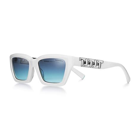 Tiffany T True Sunglasses In White Acetate With Tiffany Blue® Lenses Tiffany And Co Us