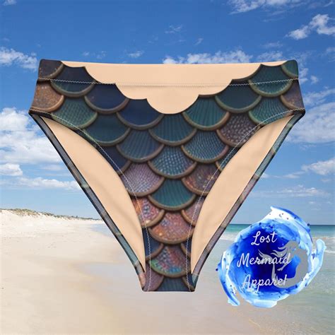 Dark Raven Mermaid Recycled High Waisted Bikini Bottom Etsy