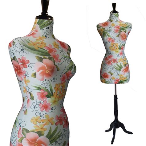 Female Decorative Dress Form Mannequin Print Fabric Tropical