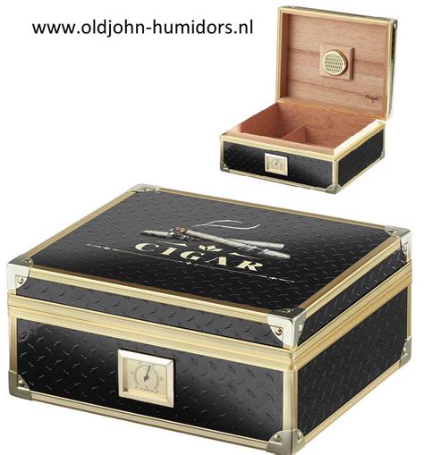 H31 CHIQUE HUMIDOR ZWART GOUDKLEURIG FRAME