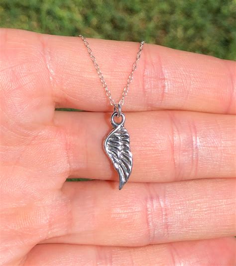 Sterling Silver Wing Necklace Guardian Angel Necklace Wing Pendant