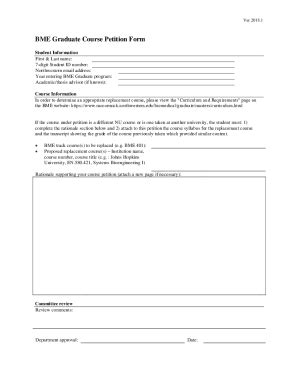 Fillable Online Bme Graduate Course Petition Form Fax Email Print