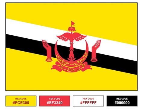 Premium Vector Vector And Hex Code Nation Flag Of Brunei Darussalam