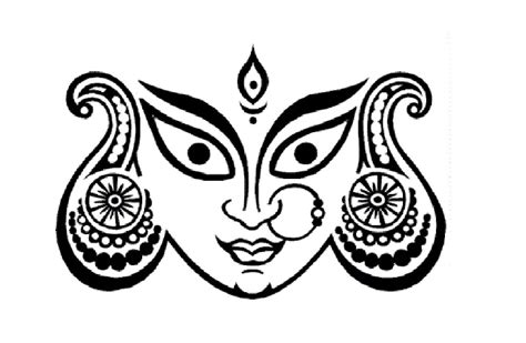 Durga Mata Drawing | Face drawing, Free hand rangoli design, Durga maa