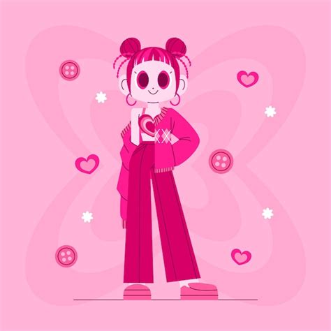 Free Vector Hand Drawn Hyper Pink Girl Illustration