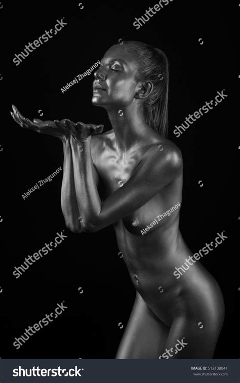 Naked Female Body Silver Body Painting Stock Photo Shutterstock