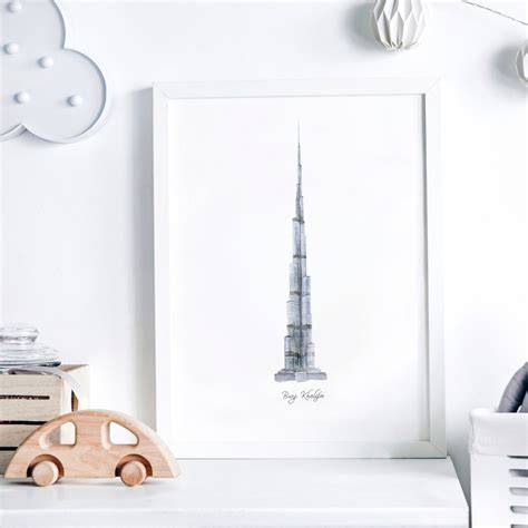 Burj Khalifa Printable Illustration Art Print Nursery - Etsy