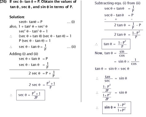 Omtex Classes If Sec Tan P Obtain The Values Of Tan Sec