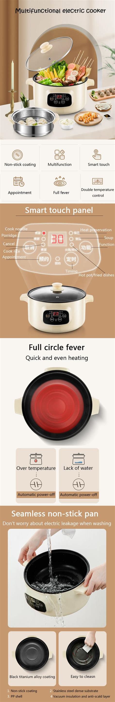 Mini Electric Multicooker Breakfast Maker Noodles Pasta Cooker Hot Pot Porridge Soup Cooking Pot