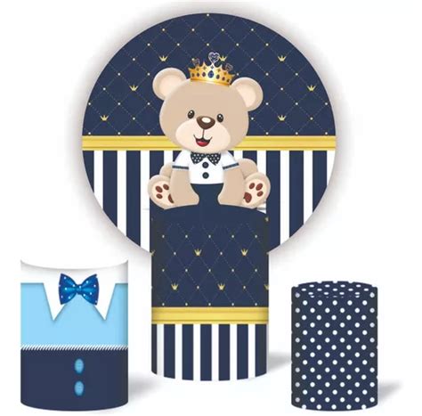 Kit Painel Redondo Capas De Cilindro Principe Urso Realeza