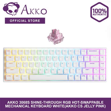 Akko S Shine Through RGB Hot Swappable Mechanical Keyboard White Akko CS Jelly Pink