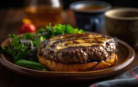 Premium AI Image | hamburger beef steak