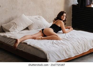 Sexy Brunette Woman Black Bodysuit On Stock Photo Shutterstock