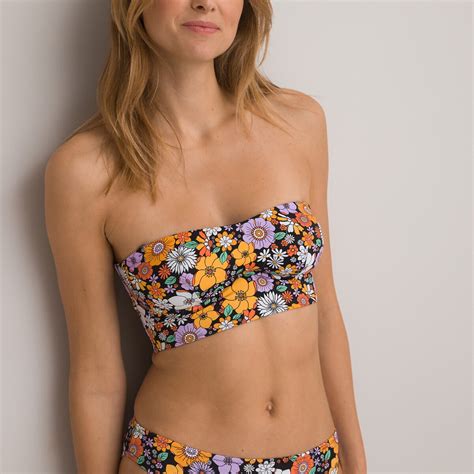 Schulterfreies bikini oberteil mit blumenmuster geblümt La Redoute