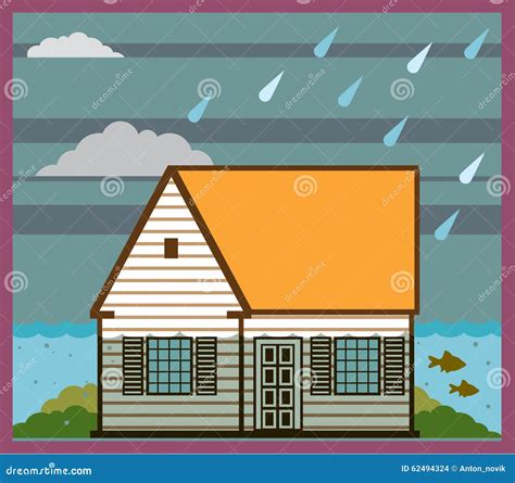 Flooded House Vector stock vector. Illustration of living - 62494324