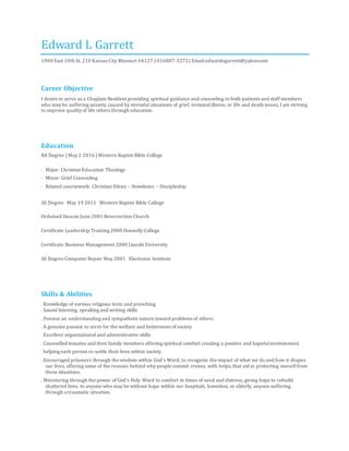 New Chaplain Resume Pdf