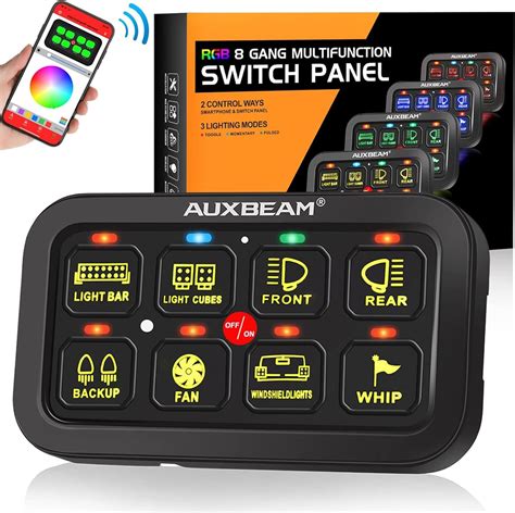 Amazon Auxbeam 8 Gang Switch Panel RGB AR 800 Toggle Momentary