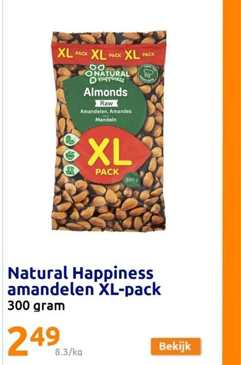 Natural Happiness Amandelen Xl Pack 300 Gram Aanbieding Bij Action