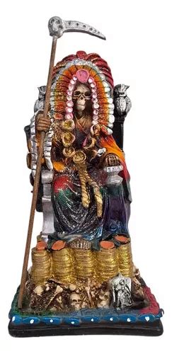 Figura Santa Muerte Azteca Sentada En Trono Millonario Cm Meses