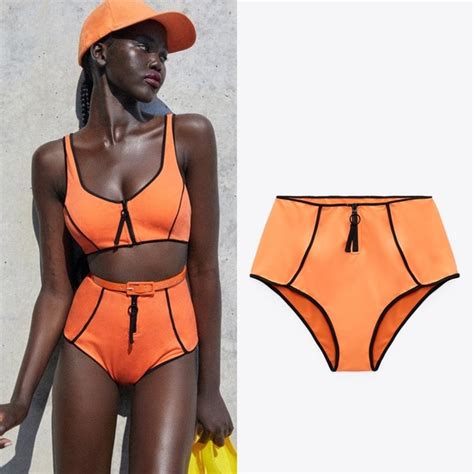 Zara Swim Zara Highwaisted Bikini Bottom With Piping Poshmark