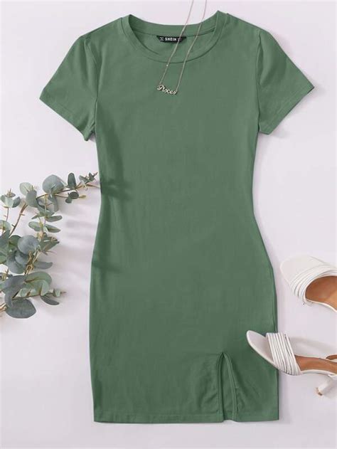 Shein Ezwear Dividido Simples Ocasional Vestido Shein Brasil