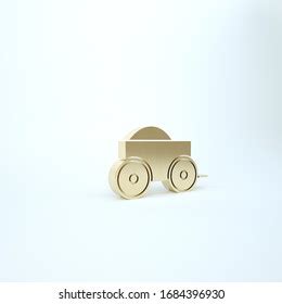 Gold Wooden Four Wheel Cart Hay Icon Stock Illustration