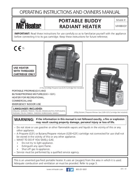 Mr Heater Mh Bxdf Handleiding Nederlands Pagina S