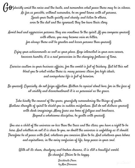 Desiderata Desiderata Poem Favorite Poems Best Loved Poems Etsy