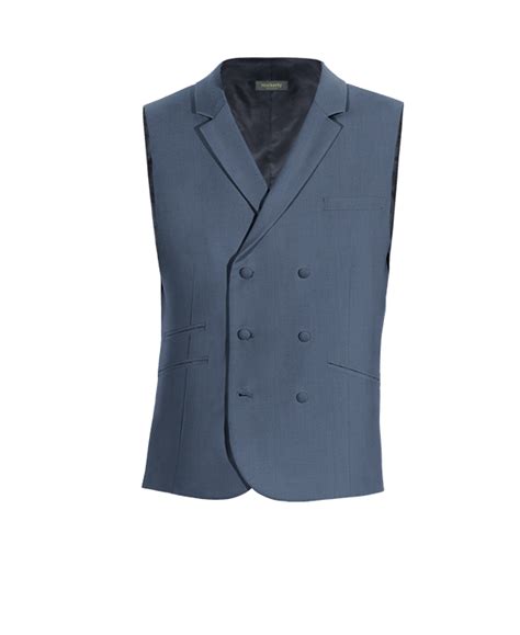 Gilet Doppio Petto Con Risvolto Blu Mezza Stagione