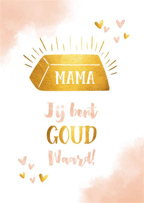 Moederdag Mama Jij Bent Goud Waard Waterverf Kaartje Go