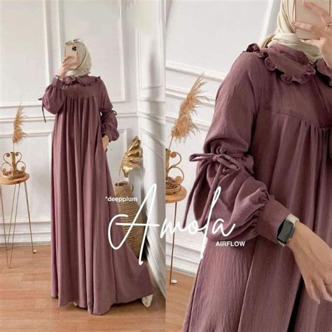 Jual Amola Dress Crinkle Airflow Gamis Wanita Terbaru Gamis Wanita