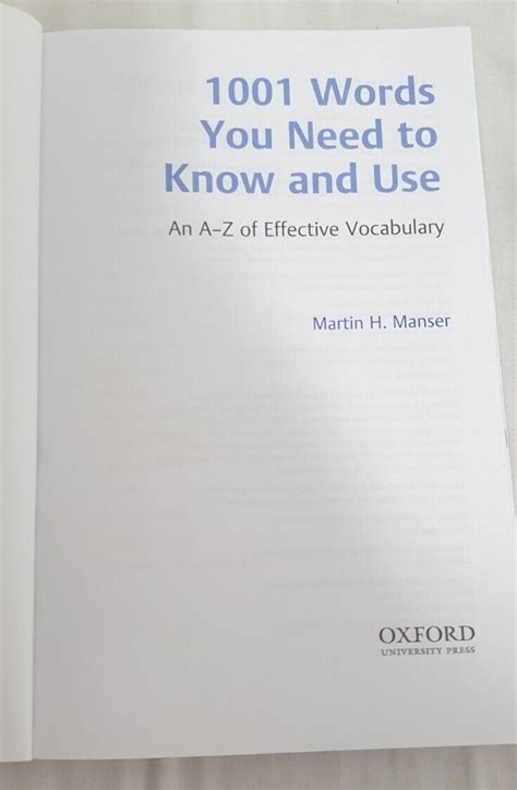 1001 Words You Need To Know And Use An A Z Of Effective Vocabulary By