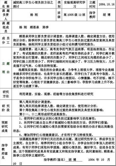 研究性学习报告表格（八篇） 范文118