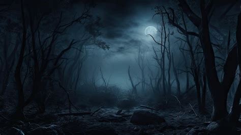 Premium AI Image | A photo of a spooky forest full moon backdrop